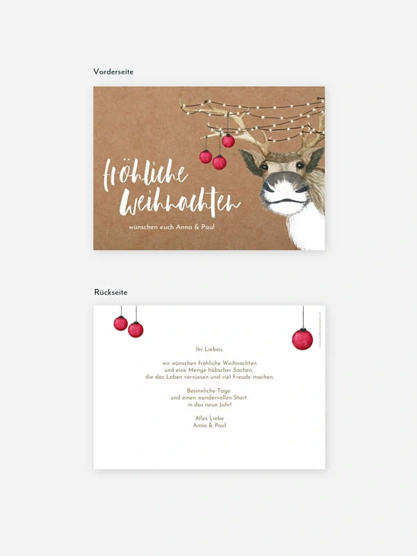 Weihnachtskarte Reindeer ohne Foto
