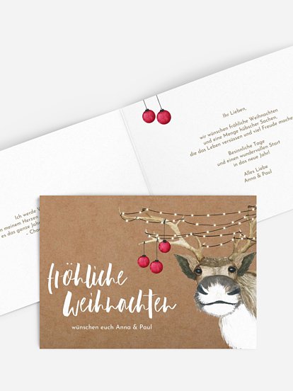 Weihnachtskarte Reindeer ohne Foto
