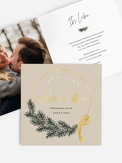 Weihnachtskarte Golden Joy ohne Foto