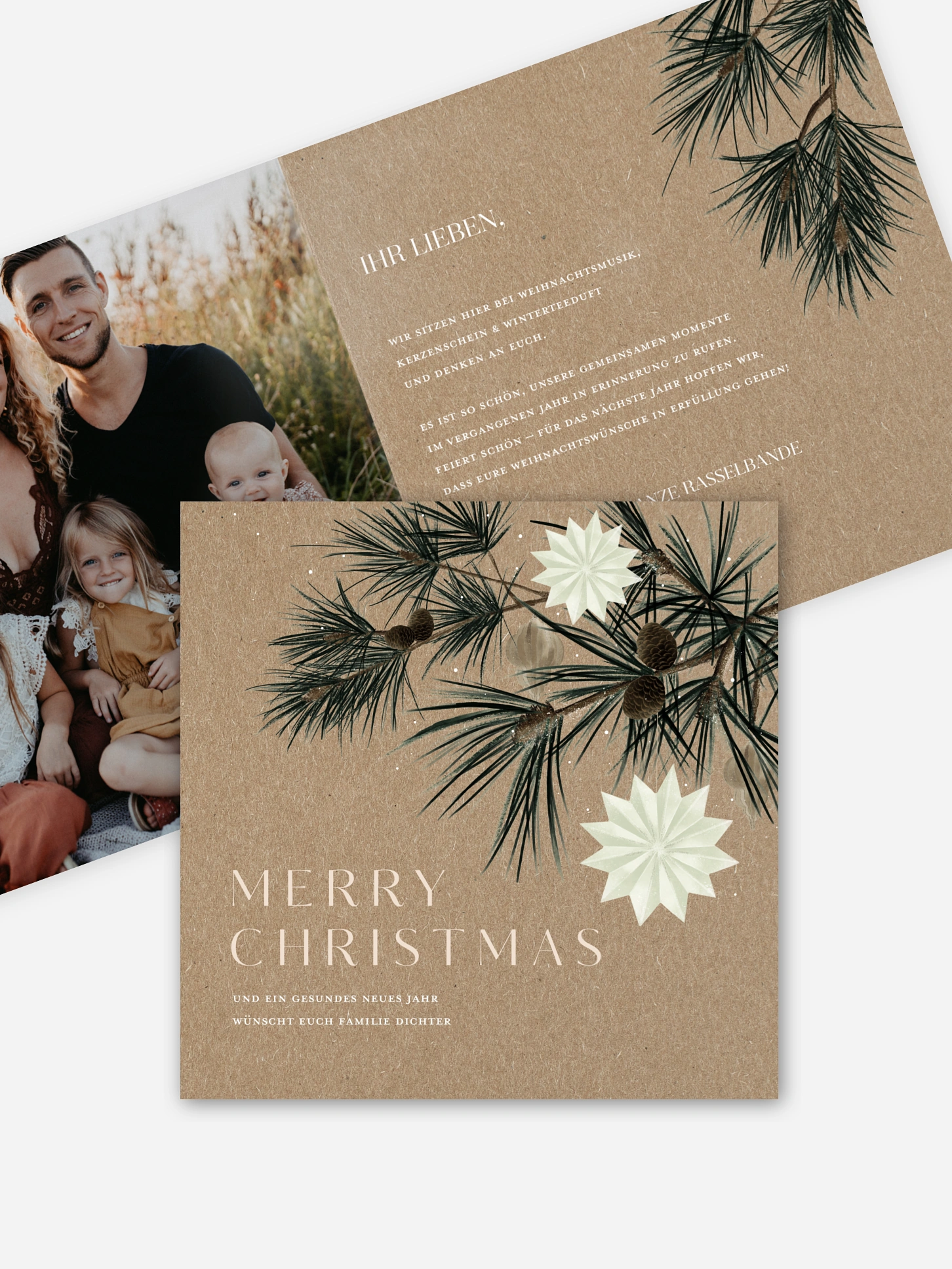 Weihnachtskarte Falalalala Kraftpapier