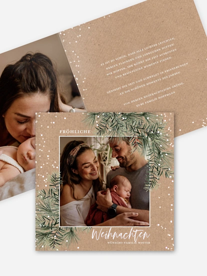 Weihnachtskarte Vintage Wintergreen