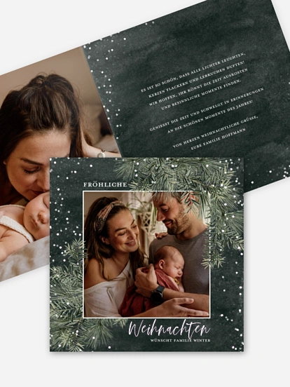 Weihnachtskarte Vintage Wintergreen