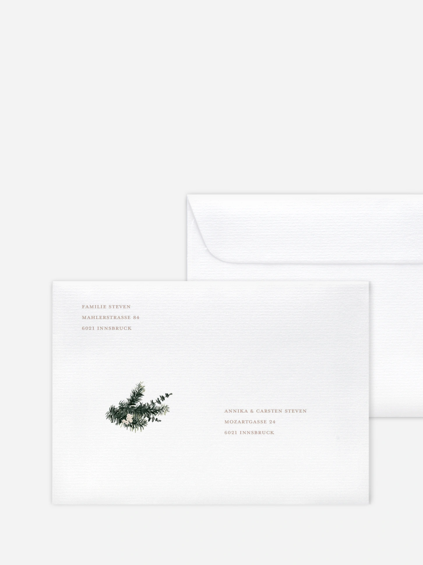 Bedruckte Umschläge Weihnachten Greenery Christmas