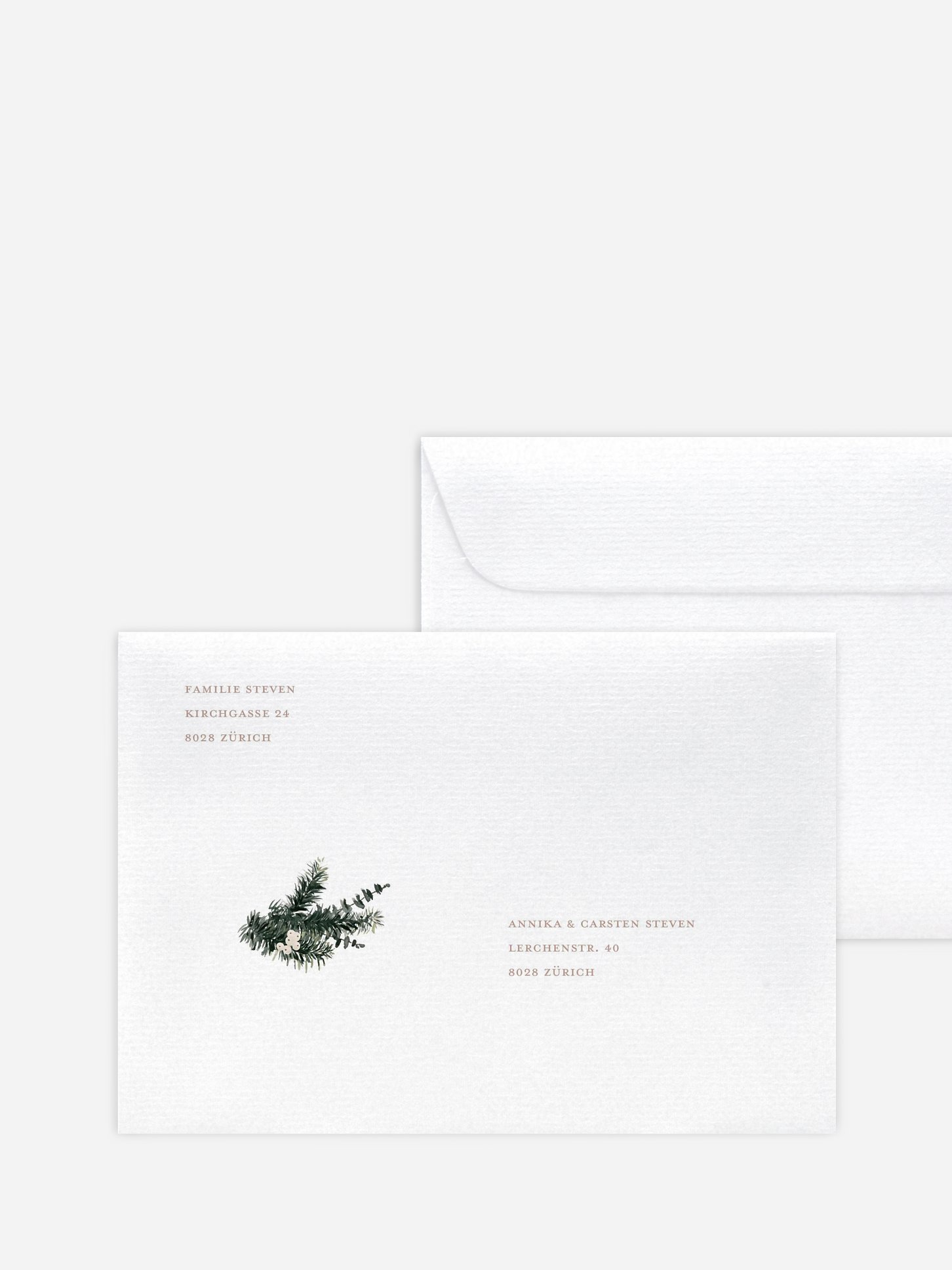 Bedruckte Umschläge Weihnachten Greenery Christmas