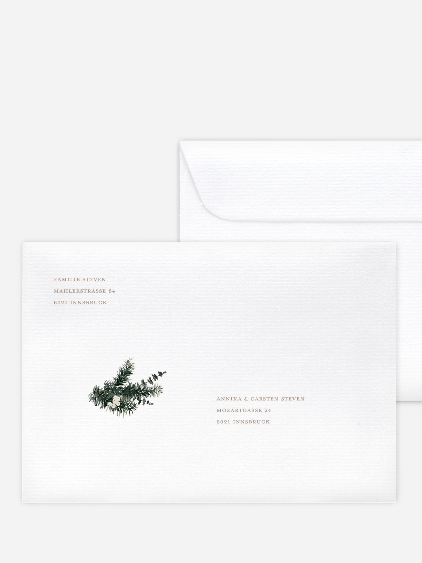 Bedruckte Umschläge Weihnachten Greenery Christmas