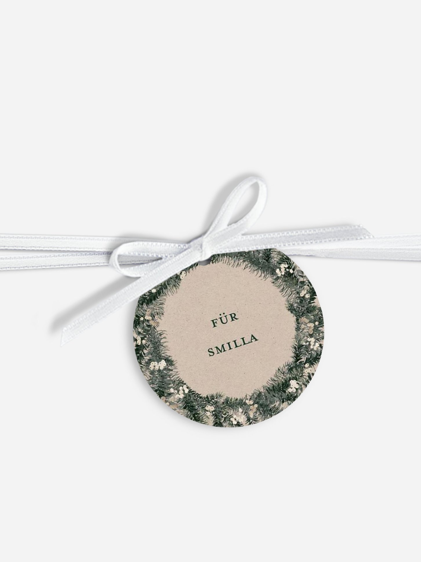 Anhänger mit Band personalisiert Greenery Christmas