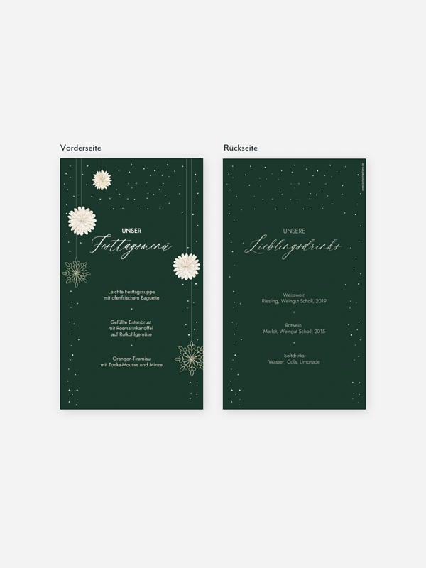 Menükarten Weihnachten Papiersterne