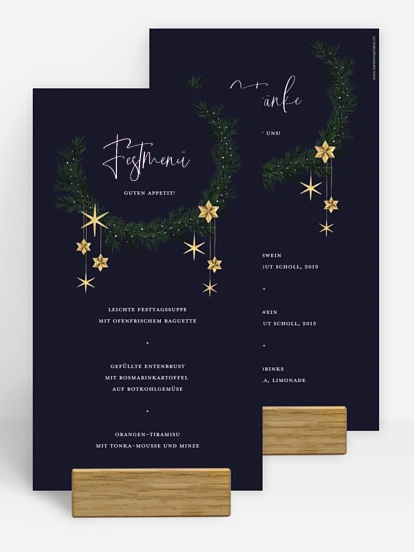 Menükarten Weihnachten Christmas Sparkle