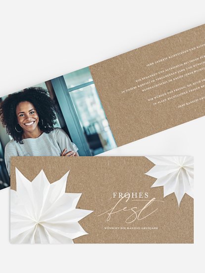 Geschäftliche Weihnachtskarte Festive Star Kraftpapier