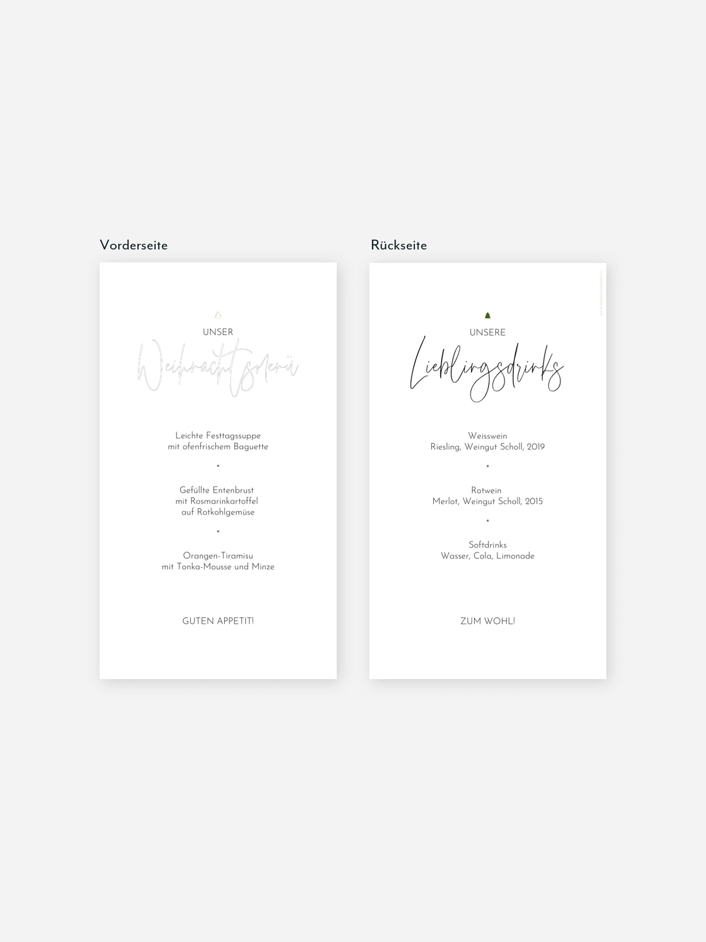 Menükarten Weihnachten Weihnachts Galerie