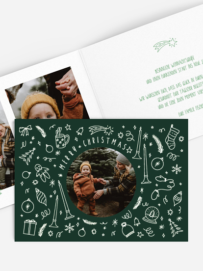 Weihnachtskarte X-Mas Doodle