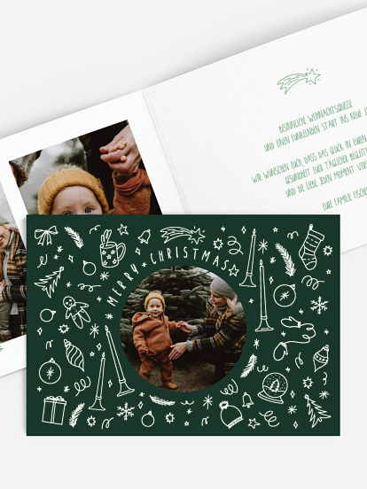 Weihnachtskarte X-Mas Doodle