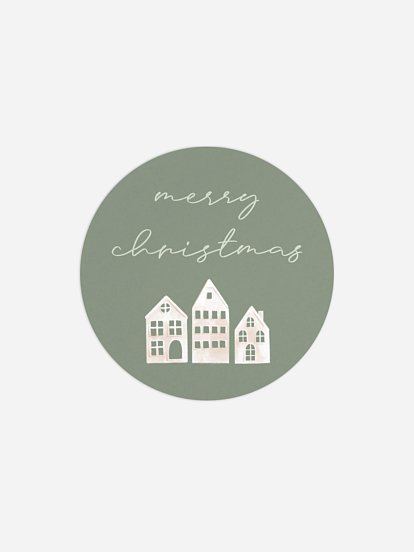 Geschenkaufkleber Weihnachten Cozy Village