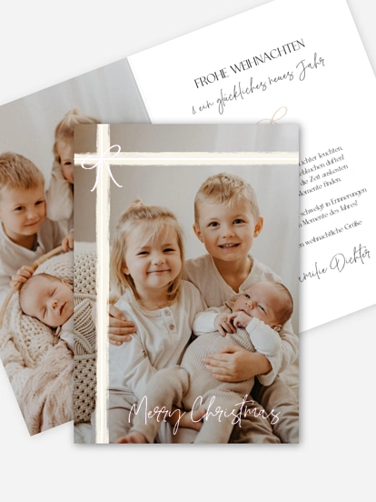 Weihnachtskarte Schleifenband