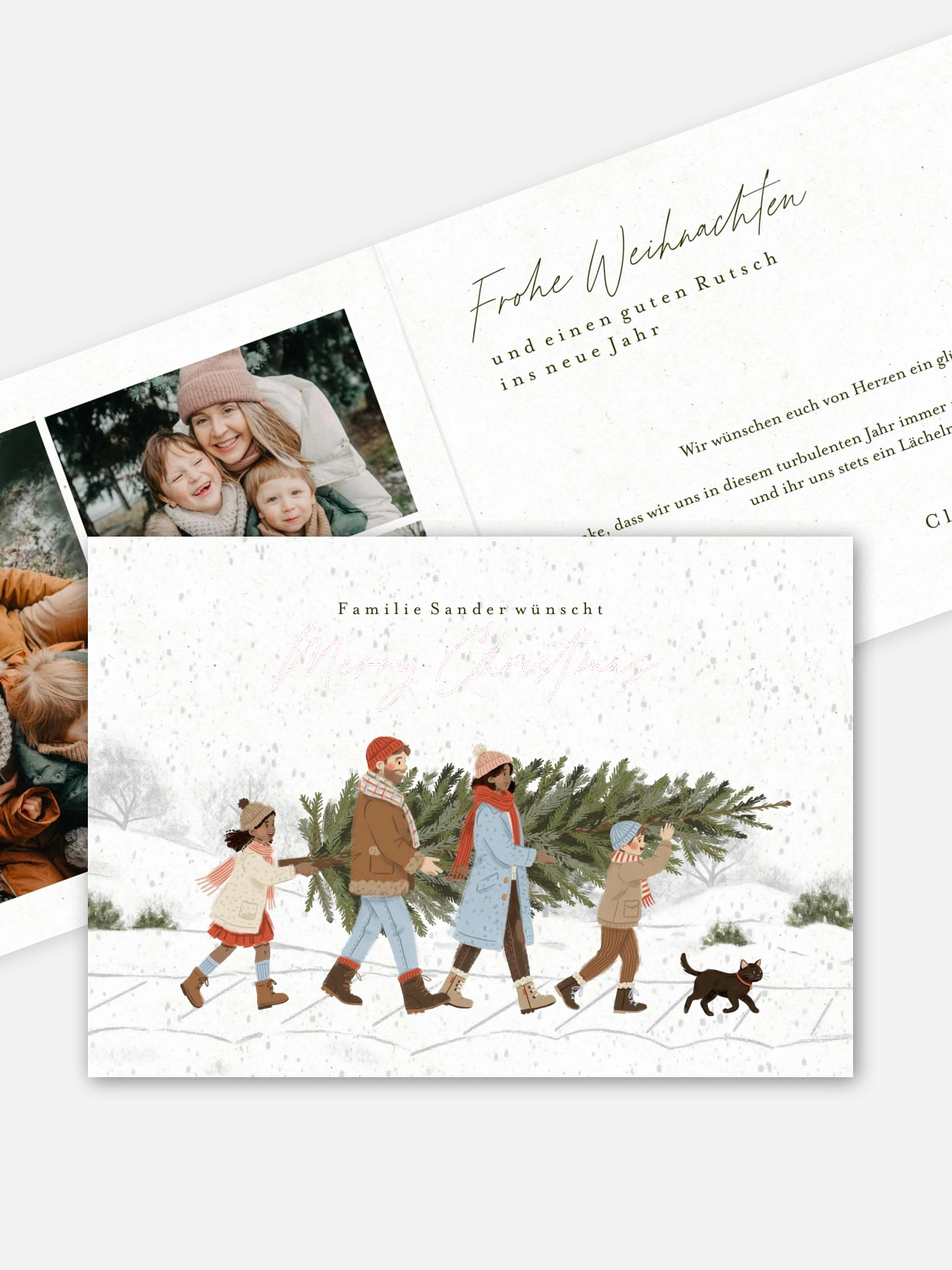 Weihnachtskarte Unsere Familie im Winter