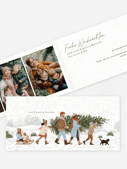 Weihnachtskarte Unsere Familie im Winter