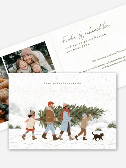 Weihnachtskarte Unsere Familie im Winter