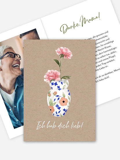 Grußkarte Blumenvase