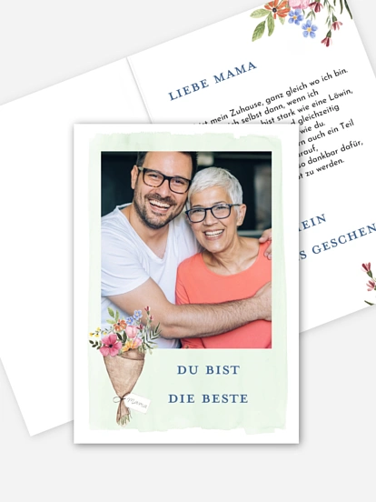 Grußkarte Blumenbouquet Foto