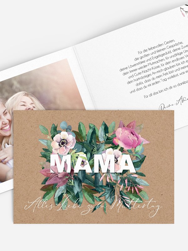 Trockenblumen mit Karte Blumen für Mama