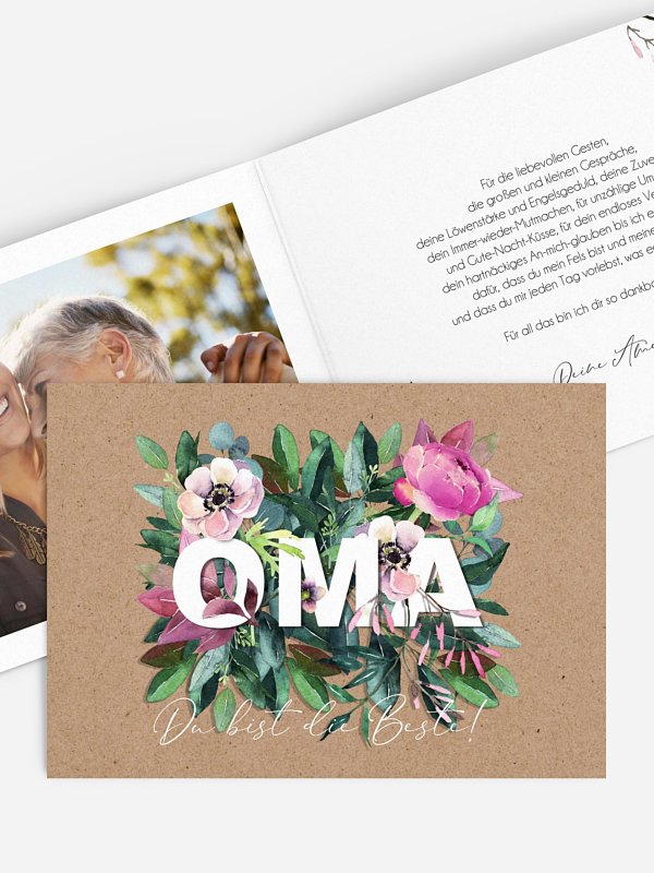 Karte zum Muttertag Blumen für Oma