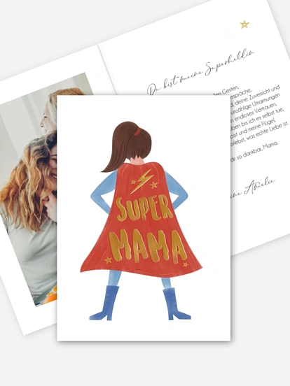 Karte zum Muttertag Supermama