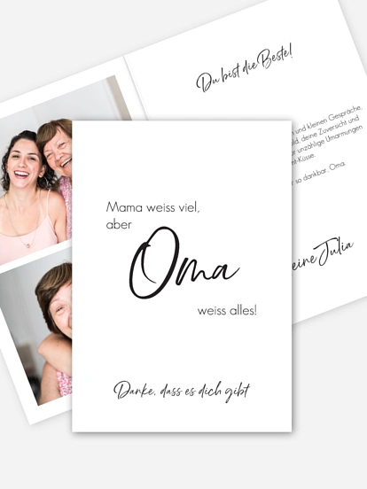 Karte zum Muttertag Oma weiß alles