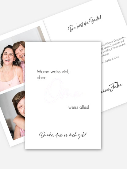 Karte zum Muttertag Oma weiß alles