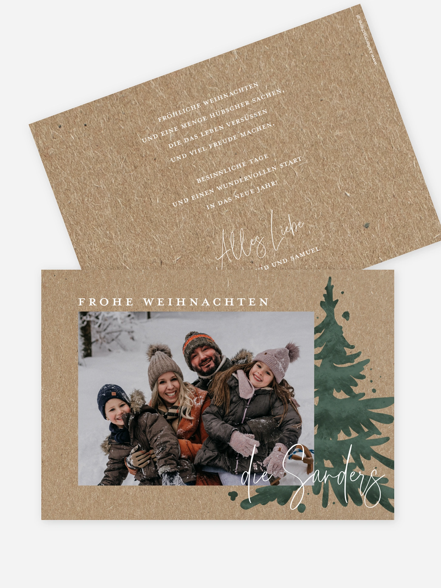 Weihnachtskarte Classic Tree Kraftpapier