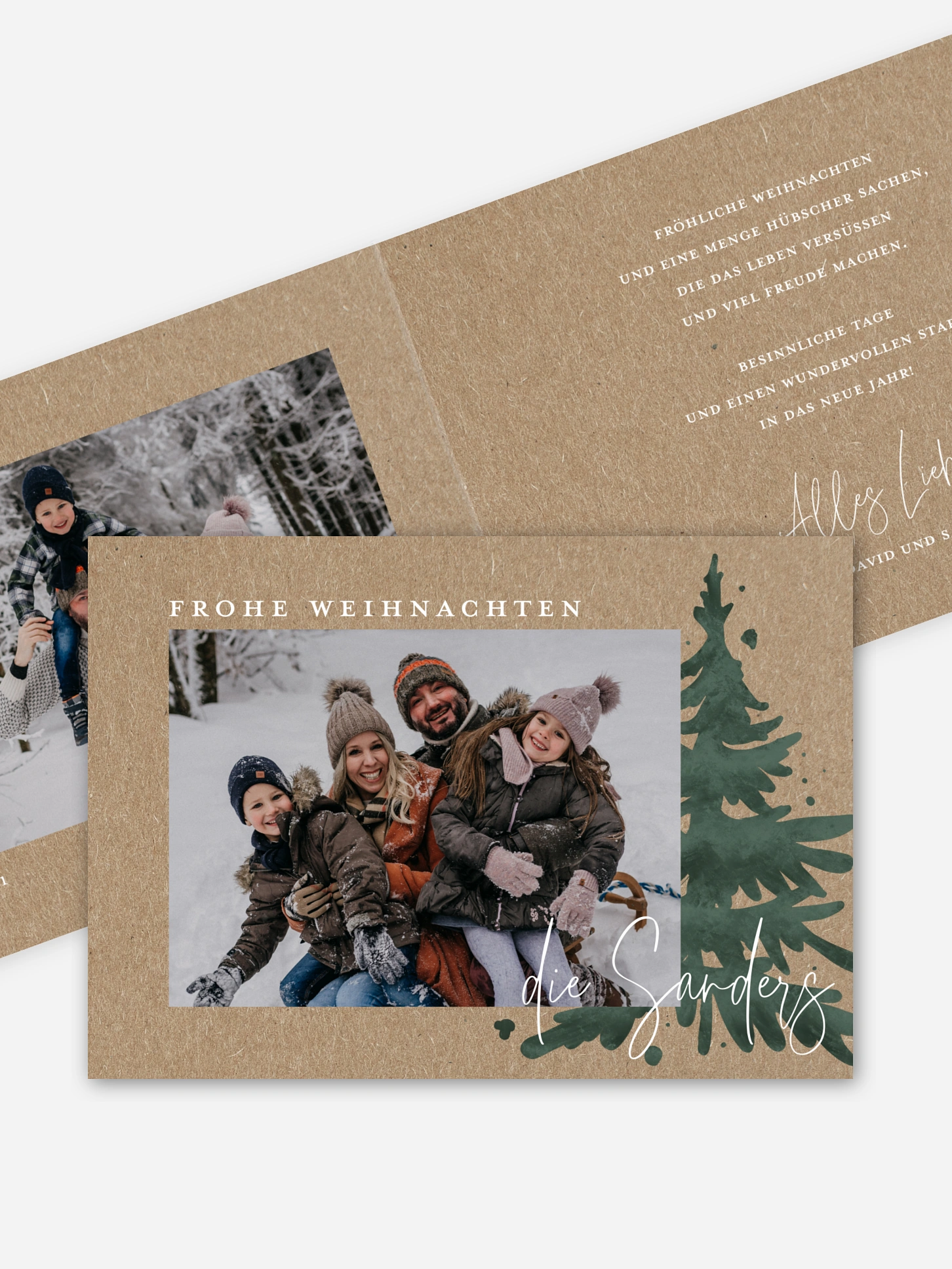 Weihnachtskarte Classic Tree Kraftpapier