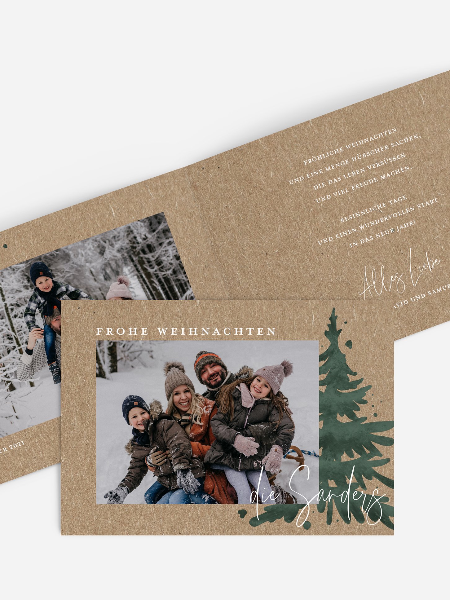 Weihnachtskarte Classic Tree Kraftpapier