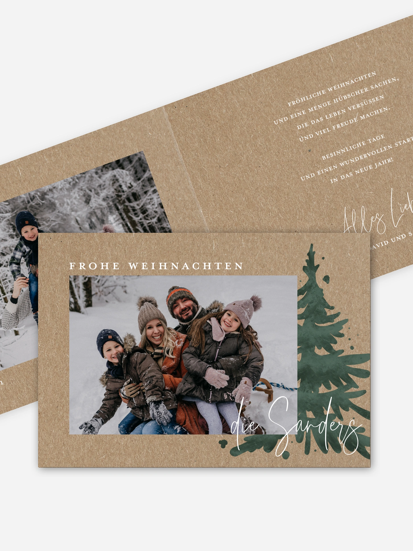 Weihnachtskarte Classic Tree Kraftpapier