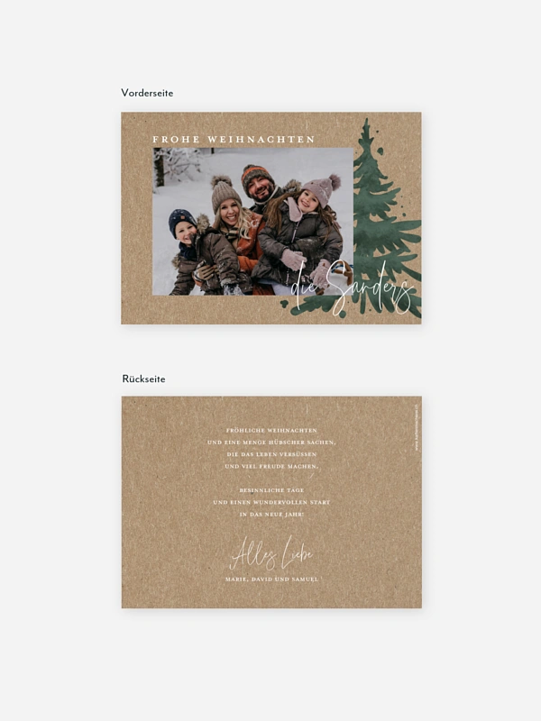 Weihnachtskarte Classic Tree Kraftpapier