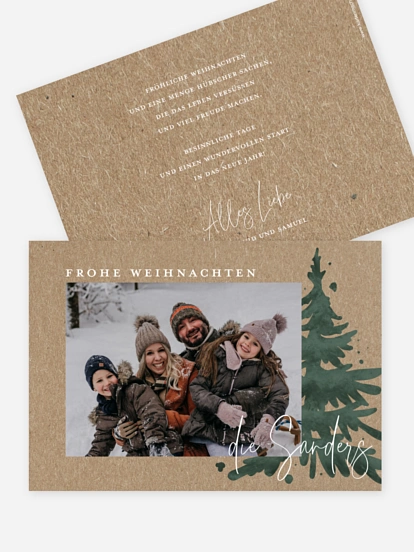 Weihnachtskarte Classic Tree Kraftpapier