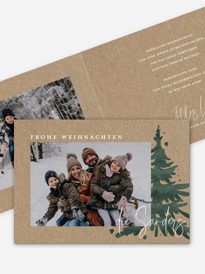 Weihnachtskarte Classic Tree Kraftpapier
