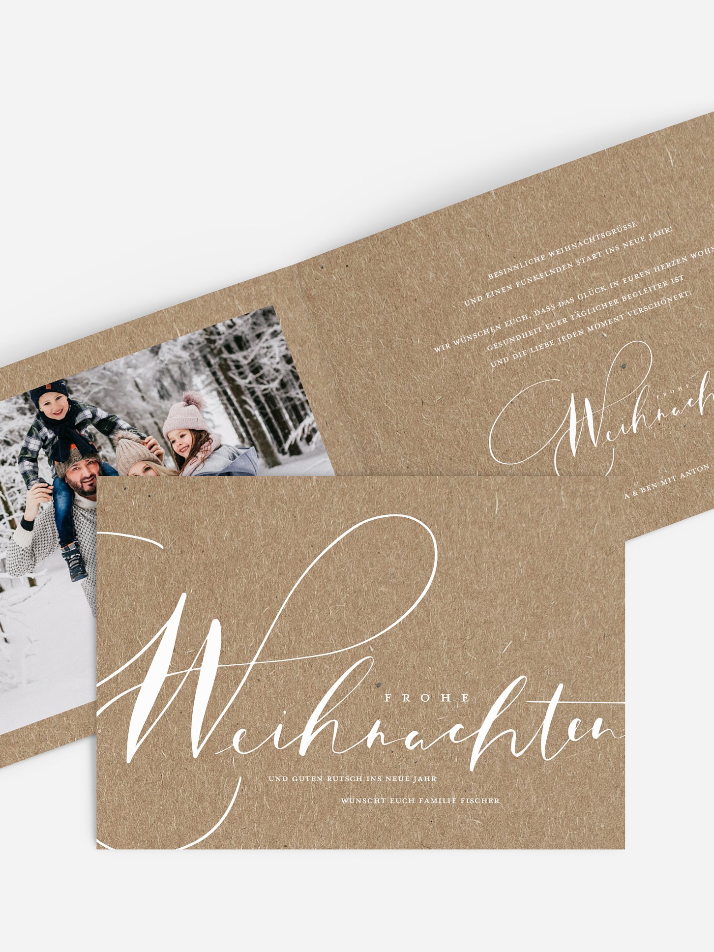 Weihnachtskarte Winter Lettering Kraftpapier