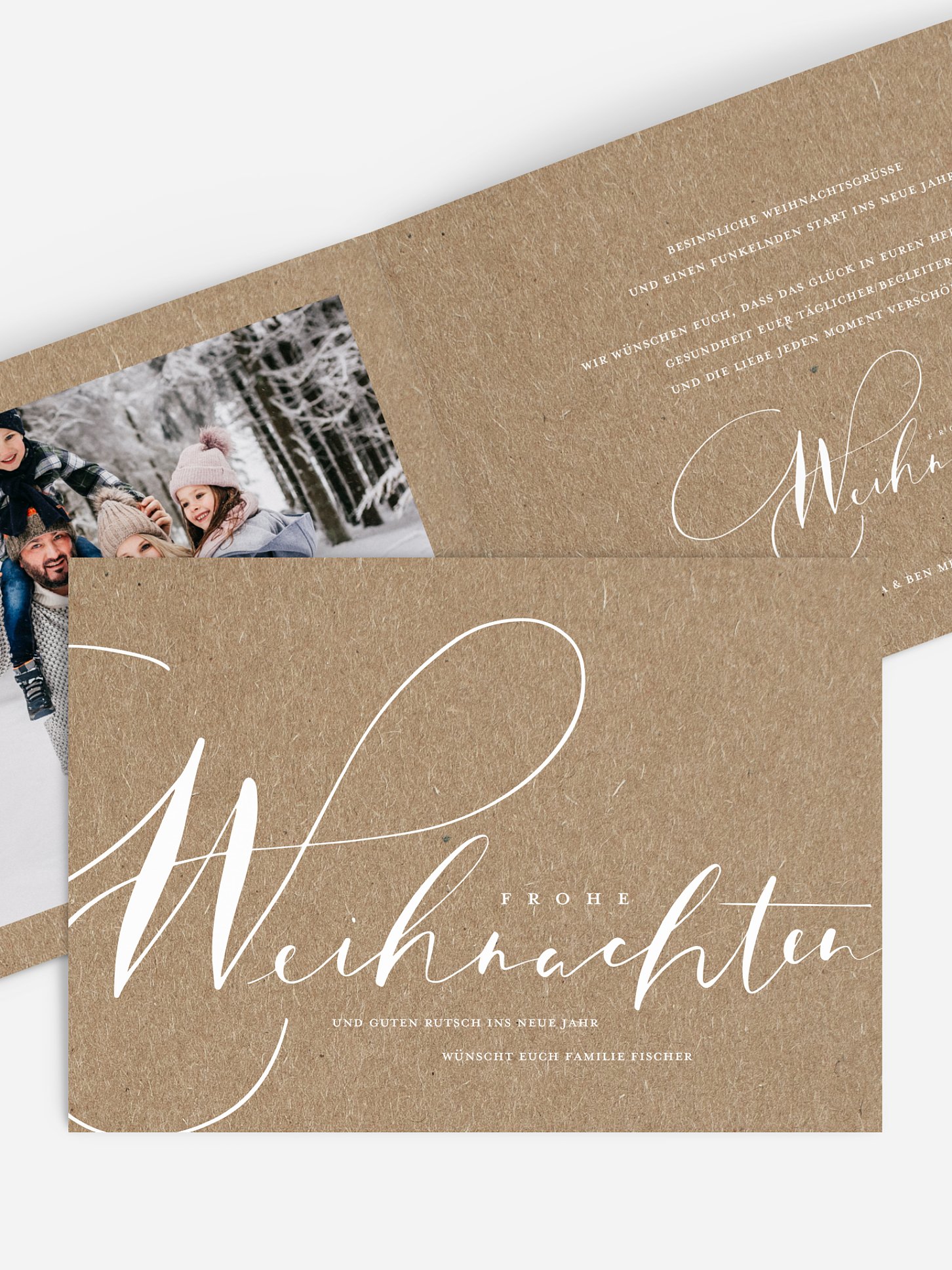 Weihnachtskarte Winter Lettering Kraftpapier
