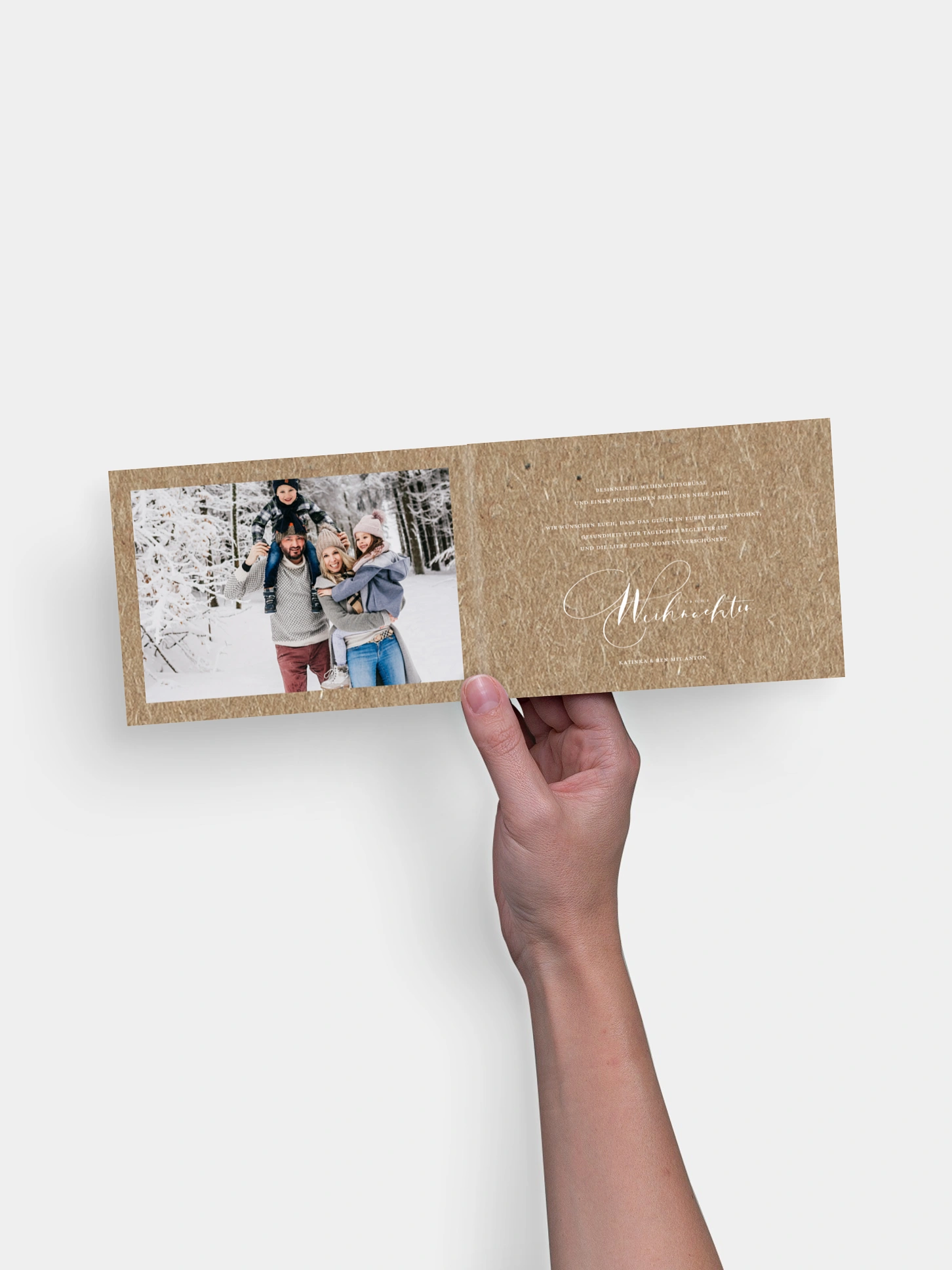 Weihnachtskarte Winter Lettering Kraftpapier
