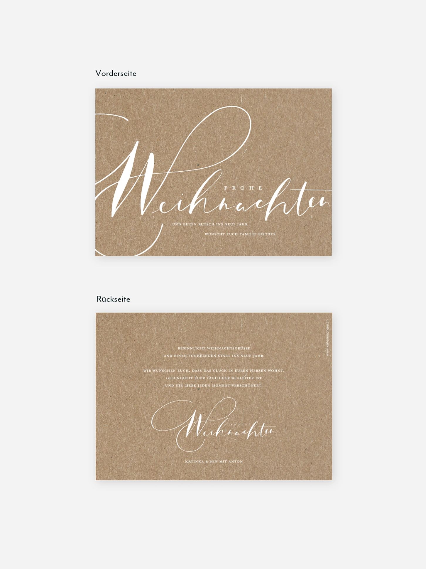 Weihnachtskarte Winter Lettering Kraftpapier
