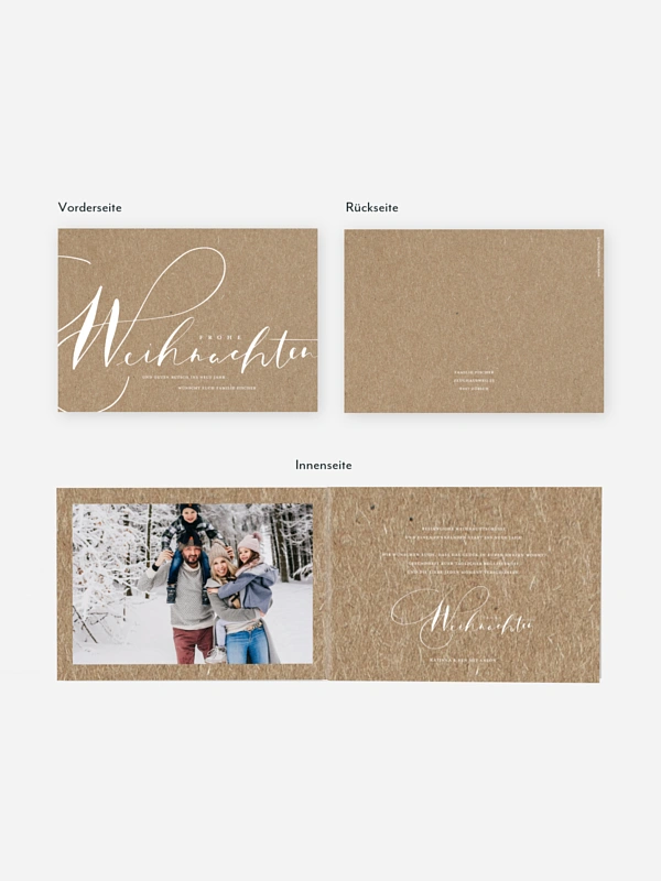 Weihnachtskarte Winter Lettering Kraftpapier