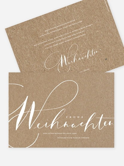 Weihnachtskarte Winter Lettering Kraftpapier