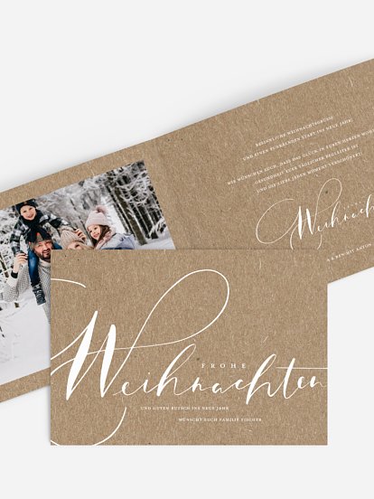Weihnachtskarte Winter Lettering Kraftpapier