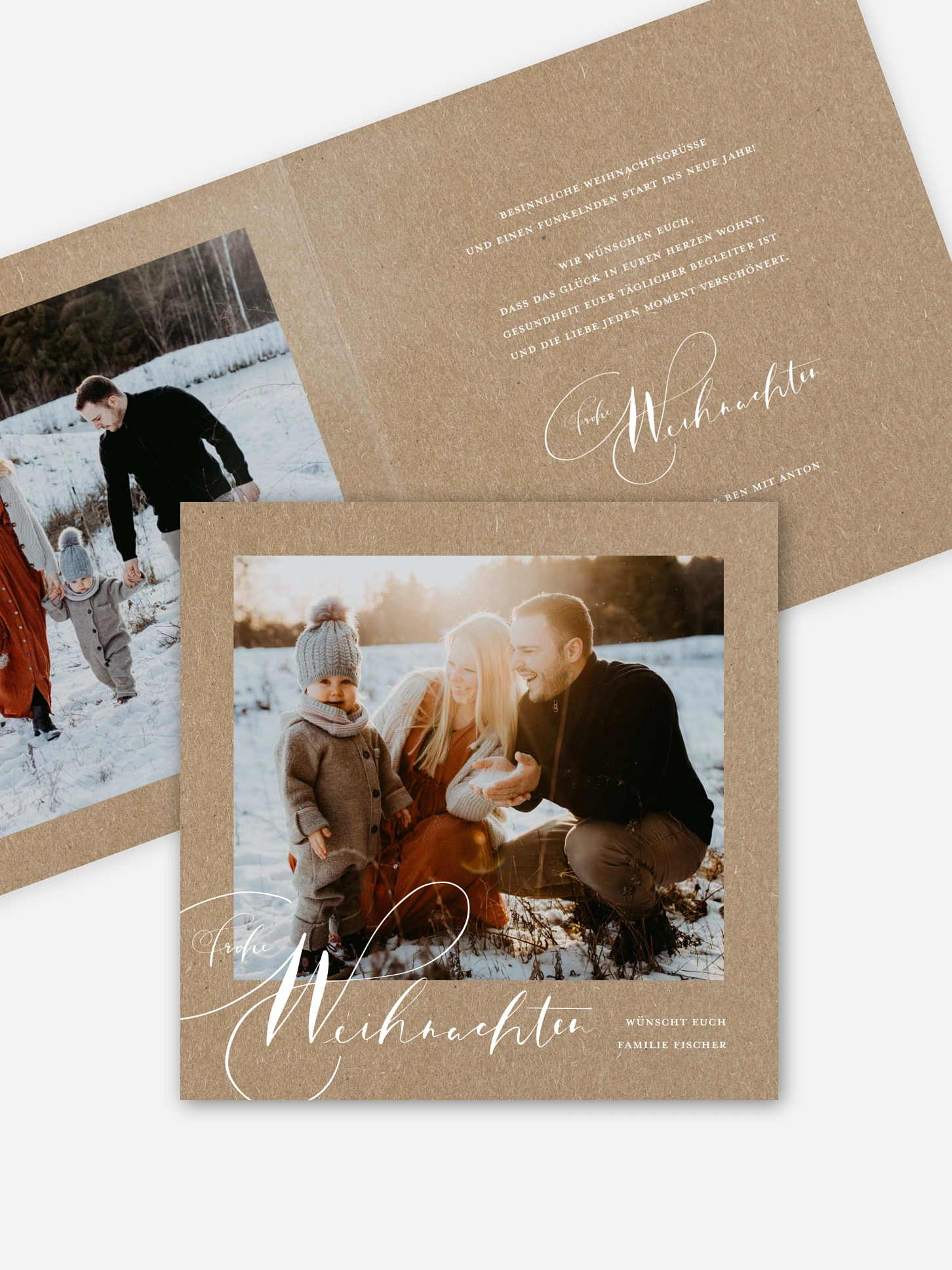 Weihnachtskarte Thankful Kraftpapier