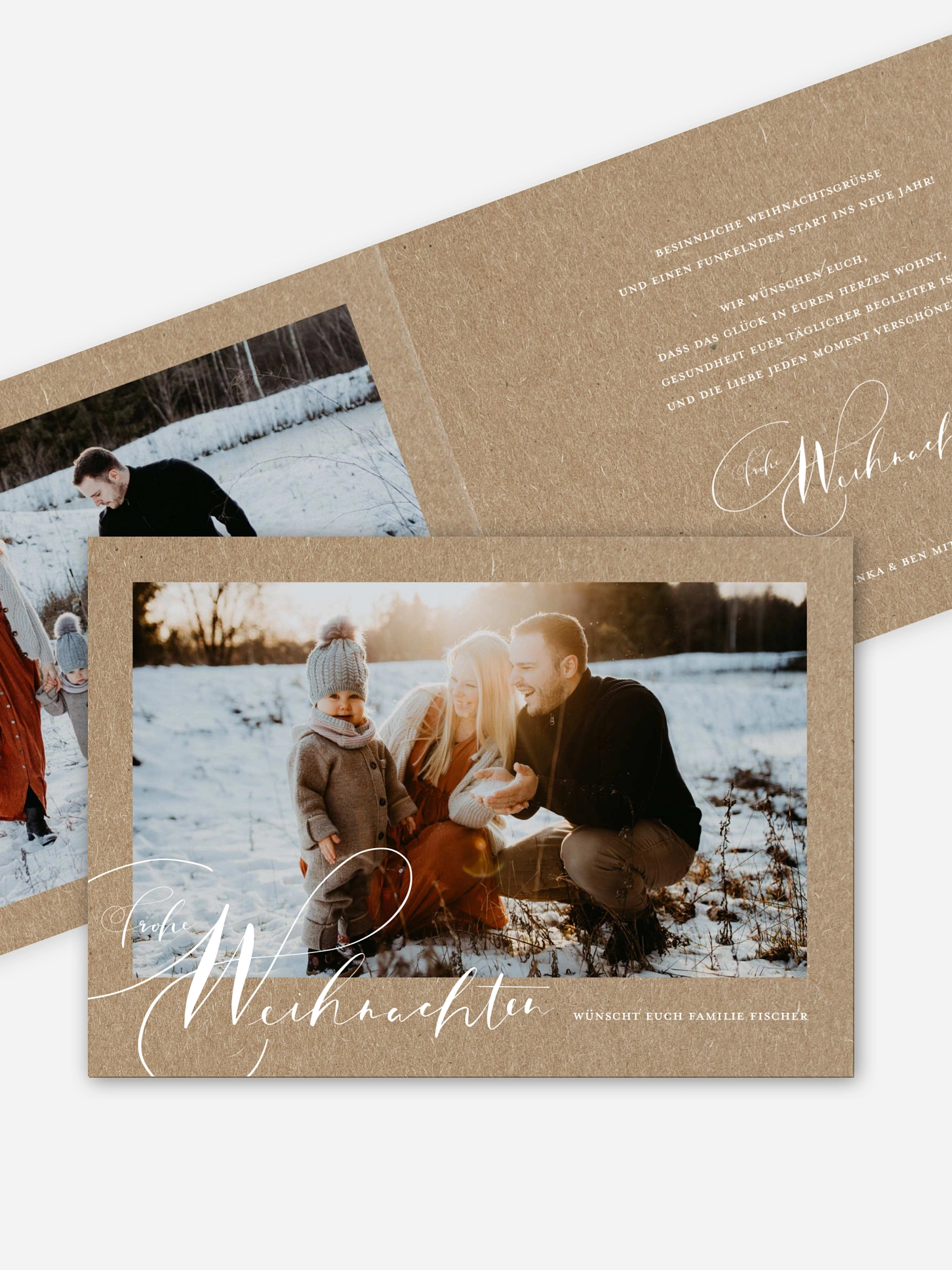 Weihnachtskarte Thankful Kraftpapier