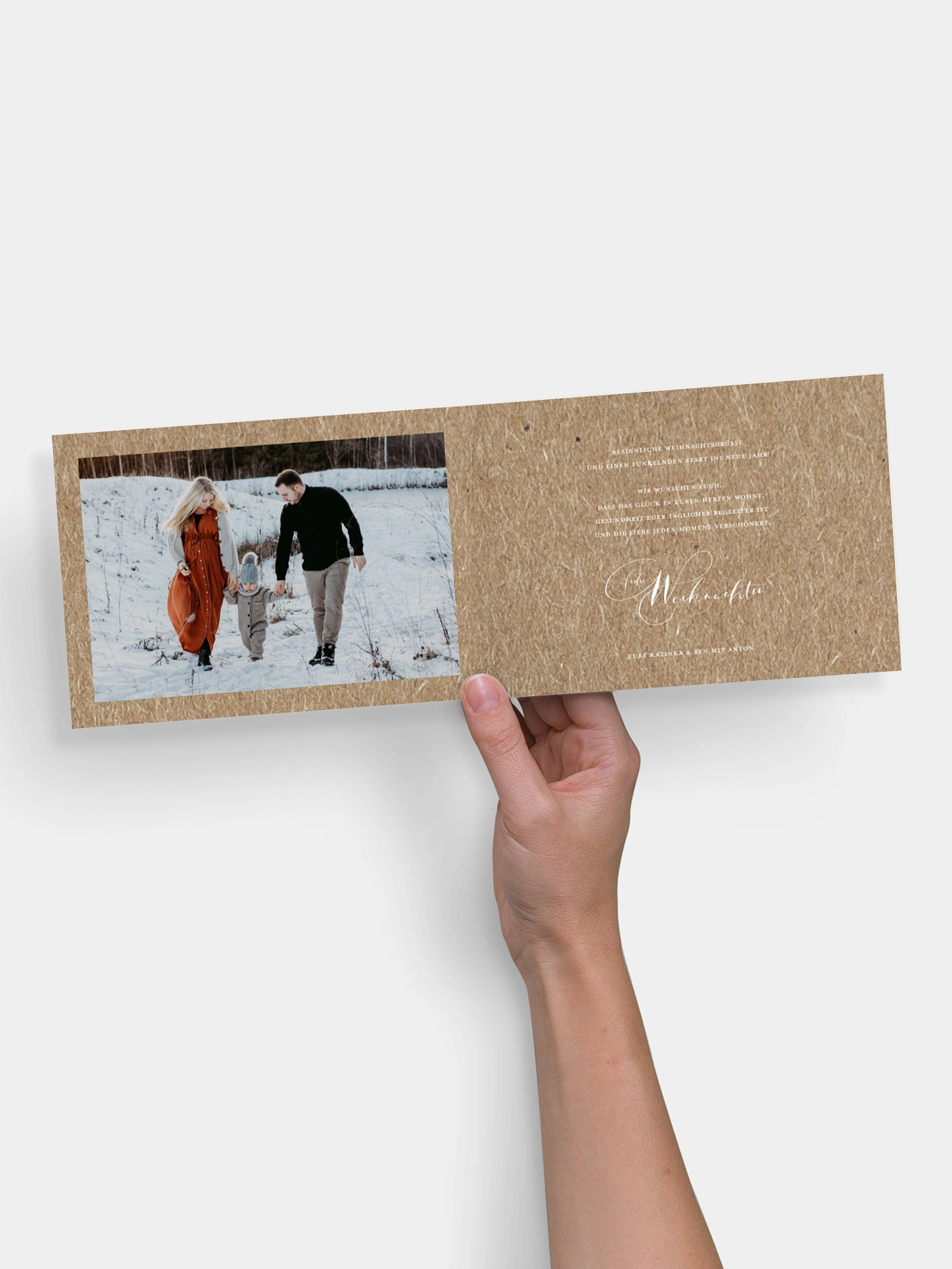 Weihnachtskarte Thankful Kraftpapier