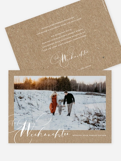 Weihnachtskarte Thankful Kraftpapier