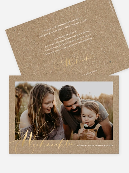 Weihnachtskarte Thankful Kraftpapier