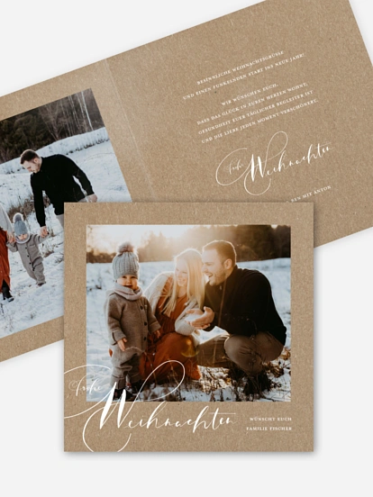Weihnachtskarte Thankful Kraftpapier