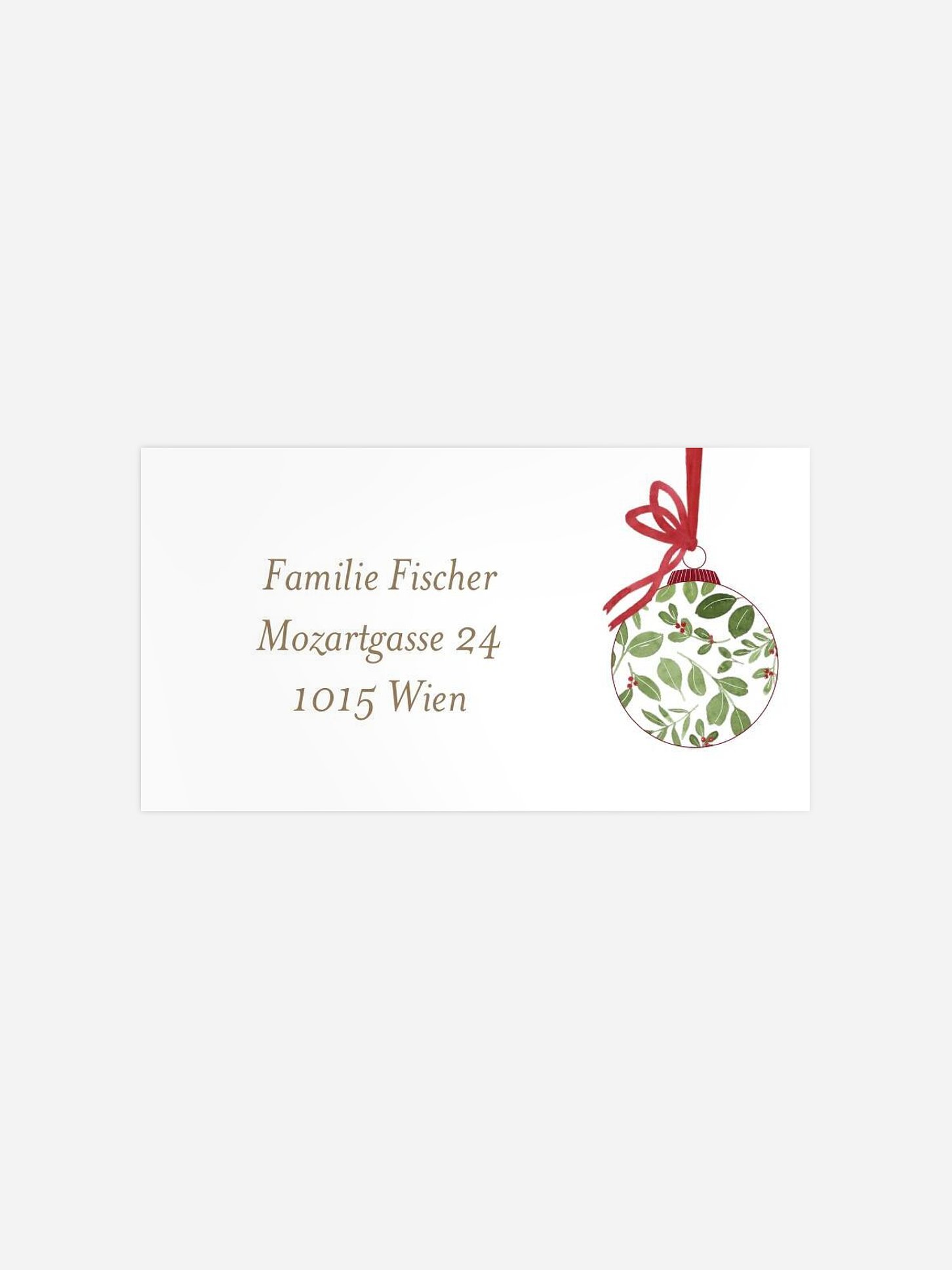 Empfängeraufkleber Weihnachten Greenery Ornament Kraftpapier