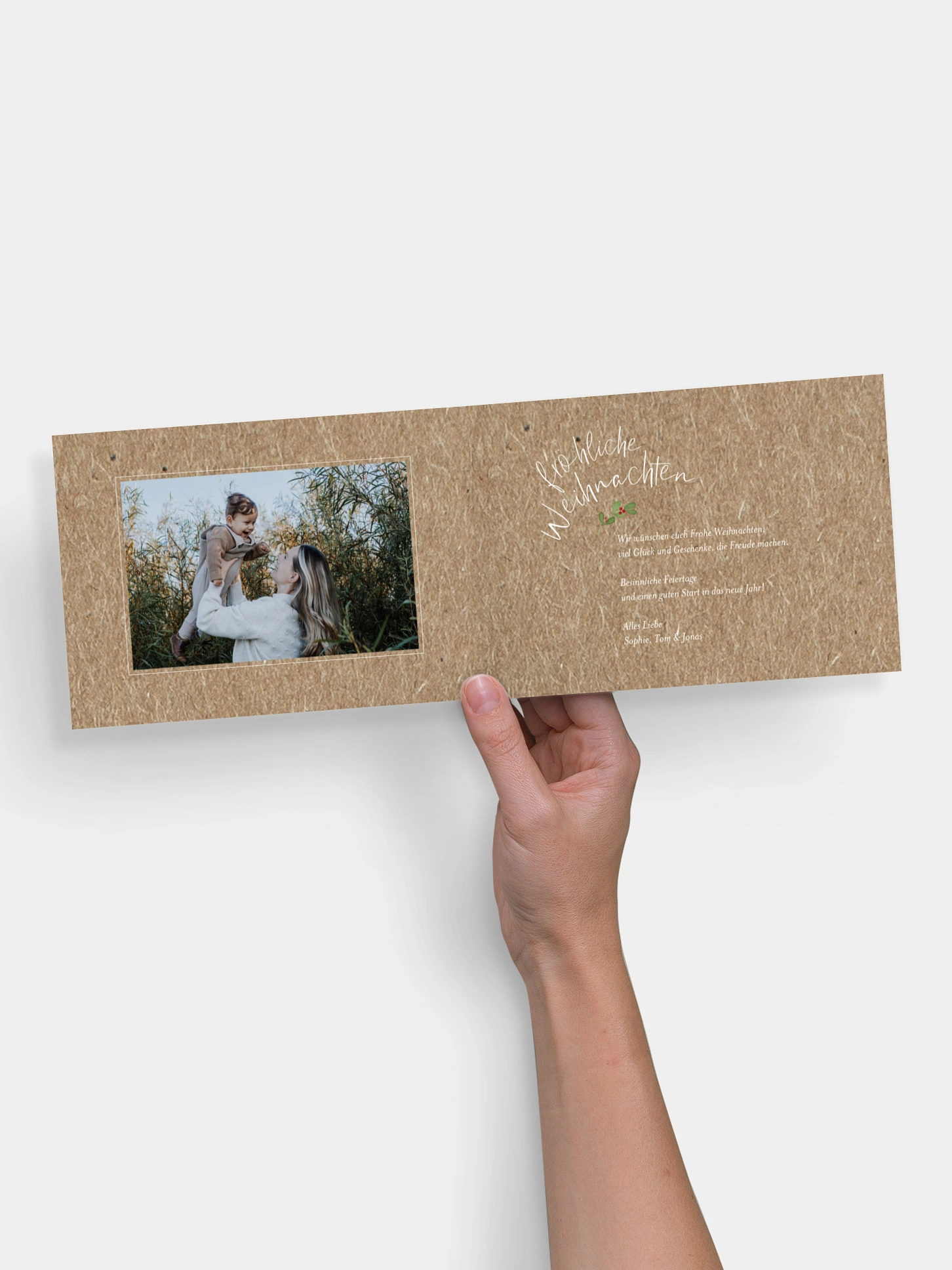 Weihnachtskarte Greenery Ornament Kraftpapier